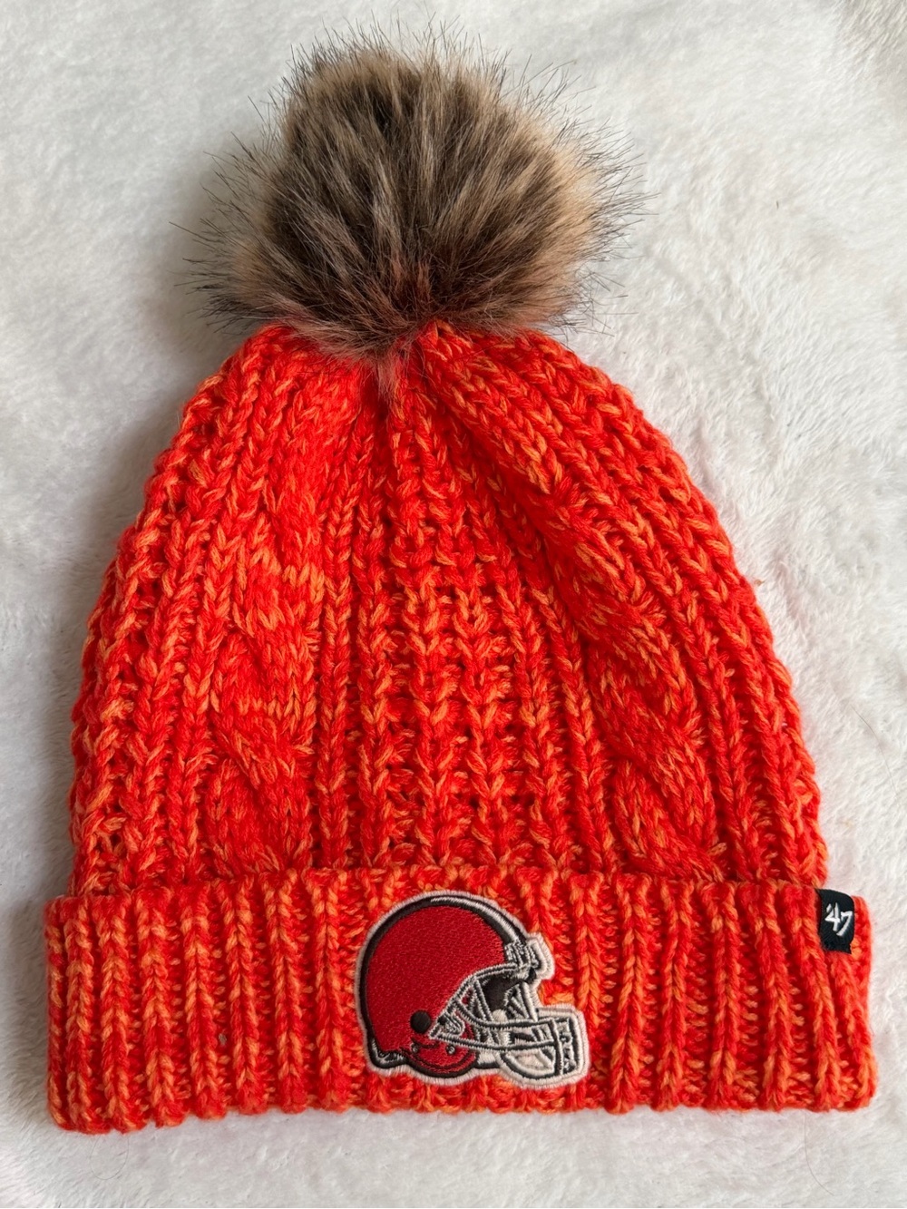 NWOT ’47 Brand Cleveland Browns Women’s Orange Cable Knit Pom Beanie NFL